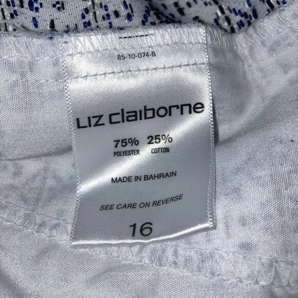 Liz Claiborne Women's 16 Jacquard Bermuda Shorts Aztec‎ Navy Gauze Basket Weaved